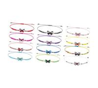 SAFIGLE 12pcs Butterfly Friendship Bracelet for Girls Decorative Woven Bracelet Crystal Bead Butterfly Jewelry for Boys and Girls