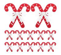 SAFIGLE 12pcs Christmas Candy Cane Cutlery Holders Red Bow Fabric Utensil Pouches Reusable Silverware Organizers for Holiday Table Setting Decor