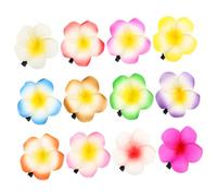 SAFIGLE 12pcs Hawaiian Plumeria Flower Hair Clips with Clips Realistic Summer Beach Barrettes in Colors Non Slip Accessories for Women and Suitable for Various Hairstyles and Occasions