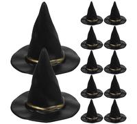 SAFIGLE 12pcs Mini Witch Hats - Premium Halloween Felt Witch Hats - Tiny Party Hats for Halloween, Party, and Birthday Celebrations (Black)