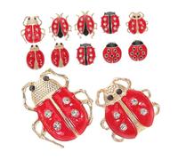 SAFIGLE 12pcs Rhinestone Ladybug Brooch Pins Cute Insect Jewelry for Women Versatile Accessories for Casual Formal Wear Durable Craftsmanship Secure Pin Mechanism