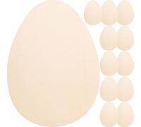 SAFIGLE 12pcs Wooden Egg Slice Easter Cutouts Painting Light Yellow Egg Shape DIY Art Projects Safe to Use Lovely Creative Spring Easter Handicrafts