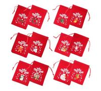 SAFIGLE 12pcs Xmas Drawstring Storage Bags Reusable Holiday Pouches Festive Candy Present Wraps for Christmas Parties Eye Catching Designs Ample
