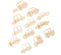 SAFIGLE 13pcs Baby Growth Recording Wooden Milestone Cards Car Design Infant Monthly Name Announcement Signs Birth Commemorative Photo Props