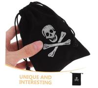 SAFIGLE 15pcs Halloween Pirate Drawstring Bags Polyester Pouches for Treats Storage Party Wedding Favors Black Pirate Loot Coin Bags