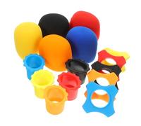 SAFIGLE 15pcs Microphone Accessories Set with Sponge Windscreen, Anti-roll Rubber Rings, and Bottom Covers, Mixed Colors, Shockproof Protection for Karaoke and Recording Mics Random Color