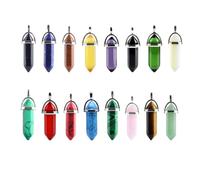 SAFIGLE 16 Pcs Shape Pendants Crystal Charm Hexagonal Chic Style Positive Peace of Mind Keychain Pendant Necklace for Friends and Family DIY Making Random Style