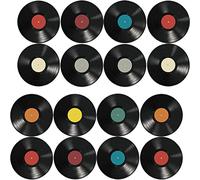 SAFIGLE 16Pcs Vinyl Record Wall Stickers - Retro Music Decor for Rock Party, 50s Theme, Home & Cafe - Black PVC Decorative Records for Room Decoration
