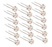 SAFIGLE 18pcs Rhinestone U Shape Hairpins Elegant Bridal Hair Accessories Set for Weddings Lightweight Pearl Clips for Bridesmaids DIY Hairstyles Rose Gold Finish
