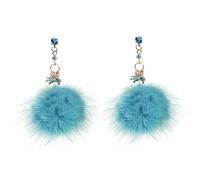 SAFIGLE 1Pair Adorable Plush Green Ear Dangler Stylish Fuzzy Ball Earrings for Parties and Daily Wear for Friends Eye Catching Design for Any Occasion