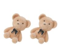 SAFIGLE 1Pair Cute Flocking Bear Earrings for Adorable Cartoon Animal Ear Studs Soft Material Lightweight and Hypoallergenic for Autumn Winter Fashion Accessories