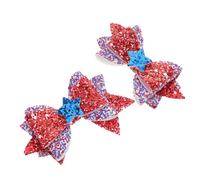 SAFIGLE 1Pair July Hair Clips Star and Bow Design Lightweight Patriotic Barrettes for Independence Day Celebrations Comfortable Hair Accessories for Women
