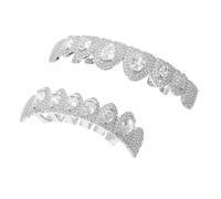 SAFIGLE 1pair Rhinestone Mouth Cap with Removable Vampire Fangs for Men Women Comfortable Costume Tooth Grill Set for Hip Hop Rapper Party Jewelry Collection Safe Fit for Halloween