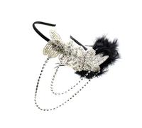 SAFIGLE 1pc Chic Black Tassel Headband with Rhinestones Stylish Hairband for Parties and Events for Womens Accessories Eye Catching Design for Enhanced Beauty