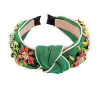 SAFIGLE 1Pc Retro Green Rhinestone Flower Hair Hoop Stylish Hair Accessories for Women Delicate Headband for Weddings Bridesmaids and Everyday Wear