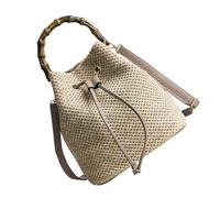 SAFIGLE 1Pc Woven Bucket Handbag for Women Stylish Cross Body Pouch Lightweight Drawstring Bag for Daily Use for Travel and Versatile Summer Tote
