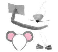 SAFIGLE 1Set Grey Mouse Cosplay Costume with Animal Ears Headband Tail Bowtie for Halloween Carnival Birthday Parties and Dress Up Events