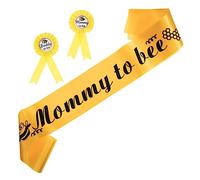 SAFIGLE 1set Mommy Sash and Daddy Corsage Set for Shower Gender Reveal Party Decorations Vintage Style Photo Props Belt and Pin Yellow