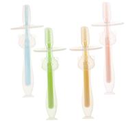 SAFIGLE 1set Toothbrushes with Suction Base Soft Silicone Training Toothbrushes for Comfortable Oral Care Safe for Gums and Teeth for Boy Girl and Young 4pcs
