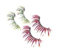 SAFIGLE 2 Pairs Glitter False Eyelashes Lightweight Colored Lashes with Sequins Rhinestones for Dramatic Party Stage Cosplay Makeup Comfortable All Day Wear