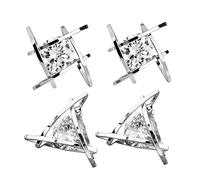 SAFIGLE 2 Pairs Square Zircon Ear Copper Earrings for Women Silver Color Studs Hypoallergenic Design for Festivals and Daily Wear