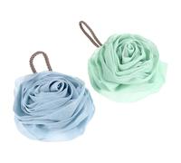 SAFIGLE 2 Pcs Flower Mesh Bath Pouf Exfoliating Shower Scrubber with Quick-Dry Design Cute Rose Shape in Sky Blue and Mint Green Soft Body Scrubbers for Women and Men Bathroom Use