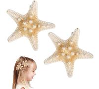 SAFIGLE 2 Pcs Handmade Five-pointed Sea-star Hair Clips, Beach Theme Hairpins, Metal Hair Accessories for Women Girls, Multi-color, 3. 34 X 2. 36 X 1. 02 Inch