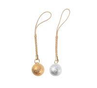 SAFIGLE 2 Pcs Japanese Water Bells Pendant DIY Tassel Hanging Accessories with Wrinkle Grain Copper Bells for Backpack Phone Case Decoration Golden Silver
