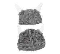 SAFIGLE 2 pcs Knitted Ox Horn Hats for Adults and Cute Cosplay Party Beanies with Warm Soft Texture Creative Funny Costume Caps for Comfortable Winter Headwear