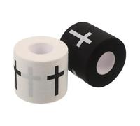 SAFIGLE 2 Rolls Baseball Wrist Wrap Tape for Athletes, Breathable Cotton Cloth Sports Bandage Wrap with Printed Jesus Cross Pattern, 5cm Width, Broad Coverage for Elbows and Ankles
