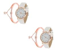 SAFIGLE 2 Sets Elegant Female Watch Delicate Wrist Watch Lightweight Bracelet Kit Skin-Friendly Classic Leisure Casual Women Wrist Decor