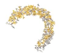 SAFIGLE 200pcs Small Nail Charms Silver Gold Metal Studs for Manicure Decorations Nail Art Accessories Versatile Flat Back Jewels for Women