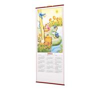 SAFIGLE 2025 Chinese Year of The Snake Wall Hanging Calendar Traditional Lunar Zodiac Scroll Calendar Faux Rattan Frame Office Living Room Decoration