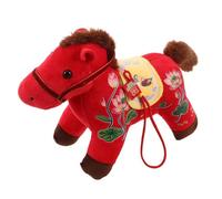 SAFIGLE 2026 Chinese New Year Horse Plush Pendant - 20Cm Red Lotus Hanging Ornament for Bag, Car Mirror, and Home Décor, Soft Zodiac Animal Plush Doll, Festival Blessing Accessory