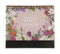 SAFIGLE 2027 Mini Desk Calendar Small Tabletop Portable Paper Planner Compact Pink Monthly Desk Calendar for Office Home Dormitory Minimalist Elegant Design