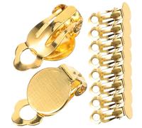 SAFIGLE 20pcs Golden Earring Clips Converters for Non Pierced Ears, Metal Flat and Half Ball Shaped Ear Backs with Smooth Surface, Easy to Wear DIY Jewelry Accessories Gift