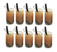 SAFIGLE 20pcs Simulation Pearl Milk Tea Cup Resin Charms with Black Coffee Straw DIY Jewelry Materials for Keychains Earrings Backpack Pendants Cute Creative Accessories for Party and