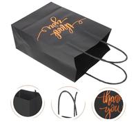 SAFIGLE 25Pcs Black Kraft Paper Bags with Handles Large Thank You Bags for Wedding Birthday Party Favor Packaging Bottom for Stable Storage and Easy Carrying