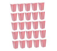 SAFIGLE 25pcs Classic Striped Paper Popcorn Cups Snack Holders Retro Party Candy Containers for Movie Nights and Carnival Themes