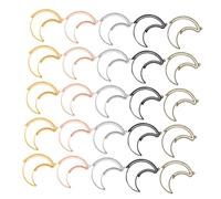 SAFIGLE 25Pcs Moon Shape Hollow Bezel Frames Rotatable Open Back Pendants DIY Jewelry Charms Crafting Accessories with Color Alloy for Resin Molds and Creative Jewelry Making
