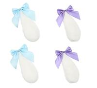 SAFIGLE 2Pairs Plush Rabbit Ears Hair Clips with Bowknot of Cute Bunny Hairpins Blue and Purple for Cosplay Parties and Everyday Wear Soft for Comfort and Style