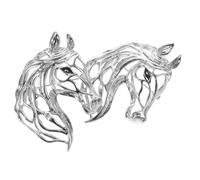 SAFIGLE 2pcs 2026 Chinese Zodiac Horse Brooch Pins Hollow Alloy Lapel Pin Silver Unisex Suit Accessory Feng Shui Good Luck Jewelry for New Year Celebration