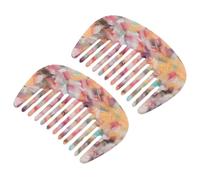 SAFIGLE 2pcs Acetic Acid Mini Hair Comb Set with Wide Teeth, Anti-static and Detangling Features, Portable Travel Combs for Women, Elegant French Aesthetic and Minimalist Design for Beauty