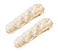 SAFIGLE 2pcs Acrylic Chain Hair Clip Chic Duckbill Womens Hair Accessories for Weddings Parties Daily Wear Durable Stylish Barrette