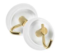 SAFIGLE 2Pcs Adhesive Wall Mounted Hooks for Bathroom and Kitchen Practical Round Base Storage Hooks for Towels Clothes Hats Space-Saving Hanging with Material No Drilling Required