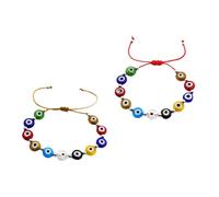 SAFIGLE 2pcs Adjustable Evil Eye String Bracelets for Couples Beaded Wristbands with Blue Eye Design Comfortable Fit for Men and Women Matching Lover Protection Jewelry