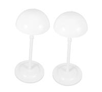 SAFIGLE 2pcs Adjustable White Tabletop Hat Stand Telescopic Dome Shaped Plastic Wig Display Rack Nonslip Cap Organizer for Men Women Versatile Sun Hat and Helmet Holder for Retail and Home