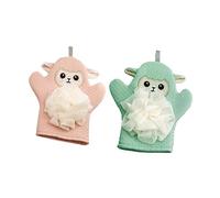 SAFIGLE 2Pcs Bath Gloves Cartoon Design Exfoliating Shower Mitts for S Sensitive Skin Soft Comfortable Material Green Colors for Fun Bath