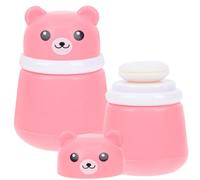 SAFIGLE 2pcs Bear Shaped Baby Powder Puff Travel Puff Container Sponge Pp Material Large Capacity Easy to Carry Holds Powder Easily, Suitable for Child Body Care