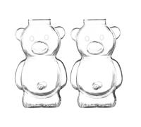 SAFIGLE 2pcs Bear Shaped Cocktail Glasses 320ml Creative Transparent Glassware for Wine Juice Coffee Tea Milk Hot Chocolate Home Bar